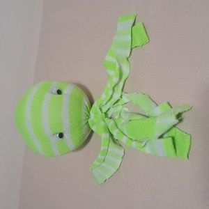Hand Crafted Octopus Socktopus Child's Stuffed Animal Sock Toy Green Stripes
